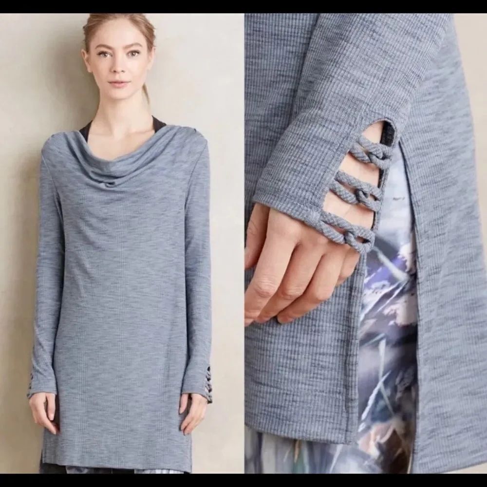 Pure and good cowl neck tunic long sleeved top